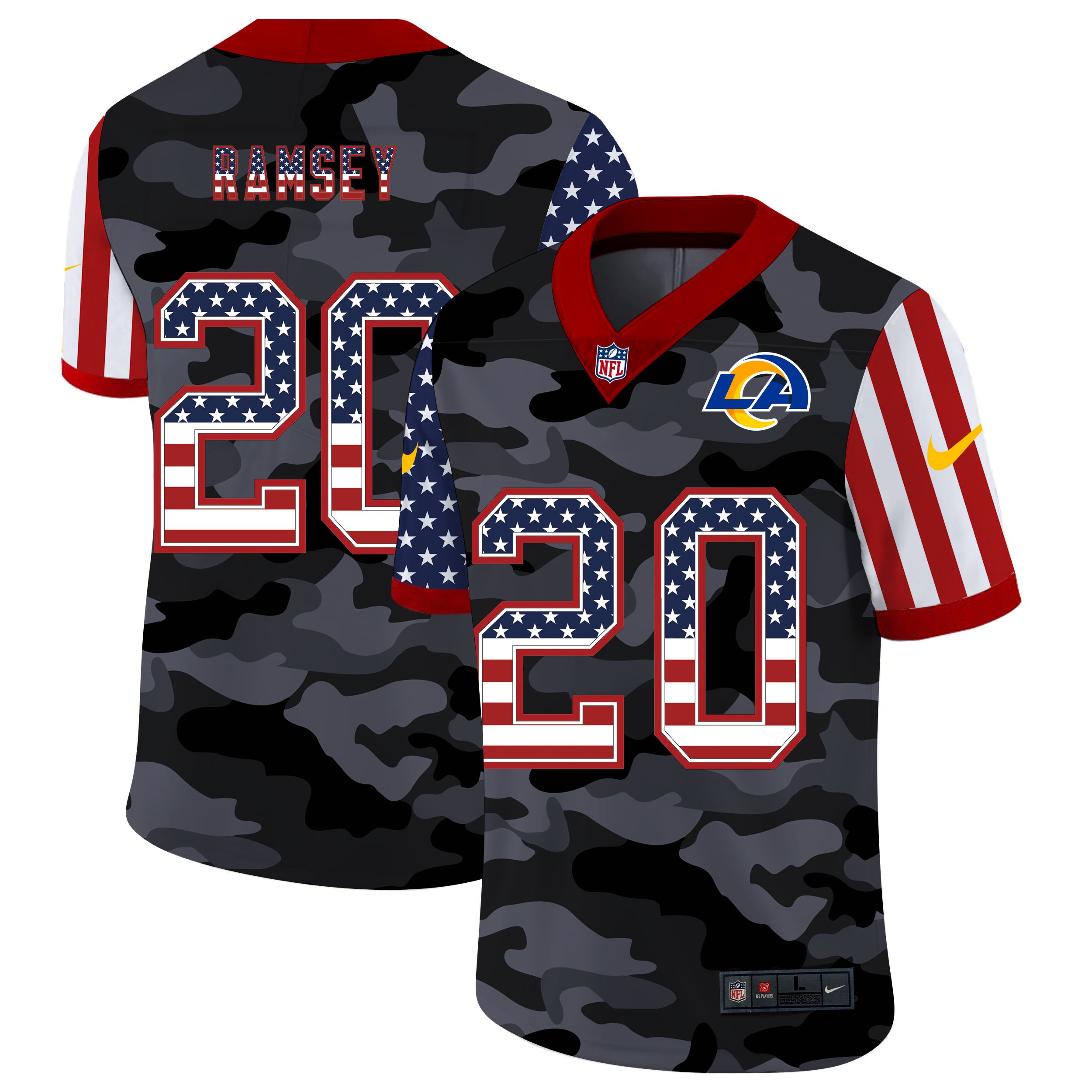 Men Los Angeles Rams #20 Ramsey 2020 Nike USA Camo Salute to Service Limited NFL Jerseys